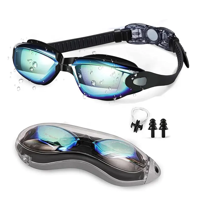Óculos de natação antiembaçante profissional, proteção UV sem vazamento, óculos de grande visibilidade para mulheres, homens, adultos e crianças