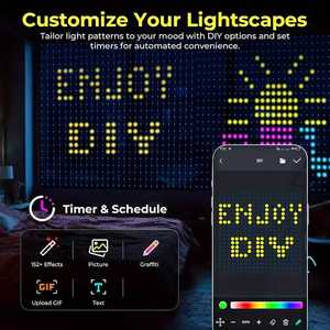 Luz de cortina inteligente con Control de aplicación Bluetooth conectado DIY Graffiti GIF modos de escena RGBIC luces de cadena dinámicas para Navidad