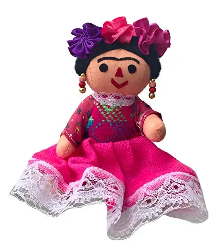 Artesanal maria pintador boneca de toalha-6.5 polegadas (rosa)