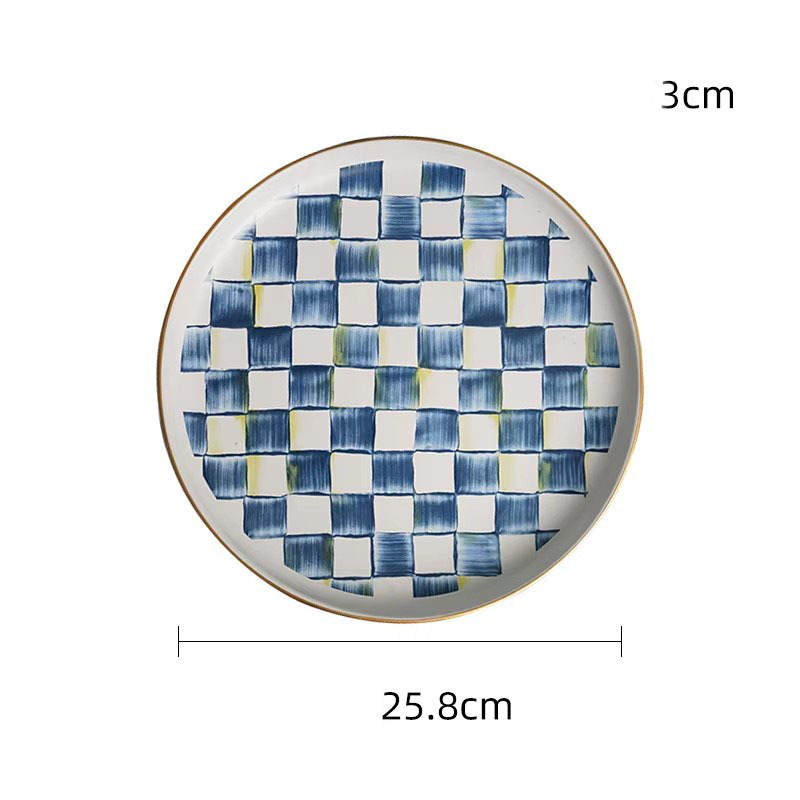 assiette bleue de 10 pouces