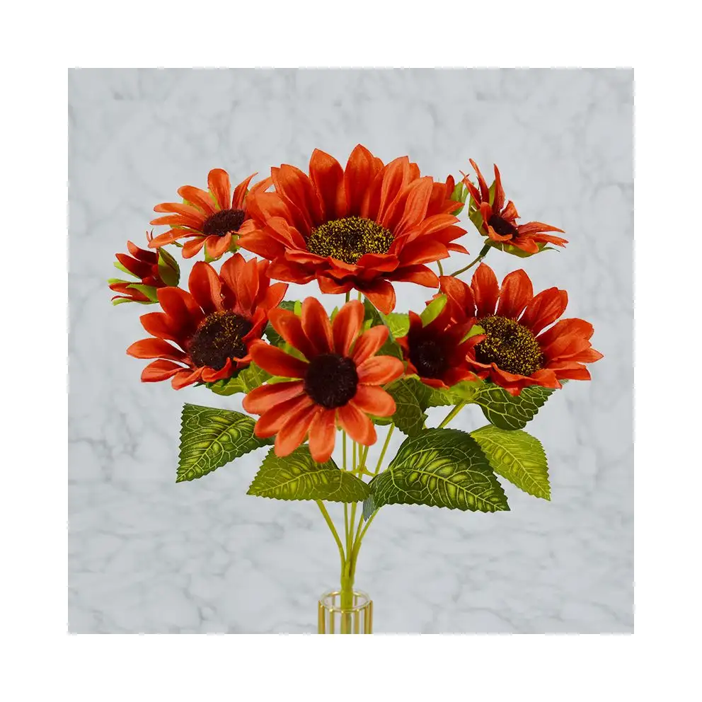 Hot Sale Wedding Party Decorations Artificial Flowers Bouquet Red Sunflower For Mother'S Day