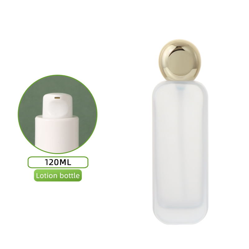 Lotion blanche en bouteille givrée de 120 ml + couvercle doré du dieu soleil