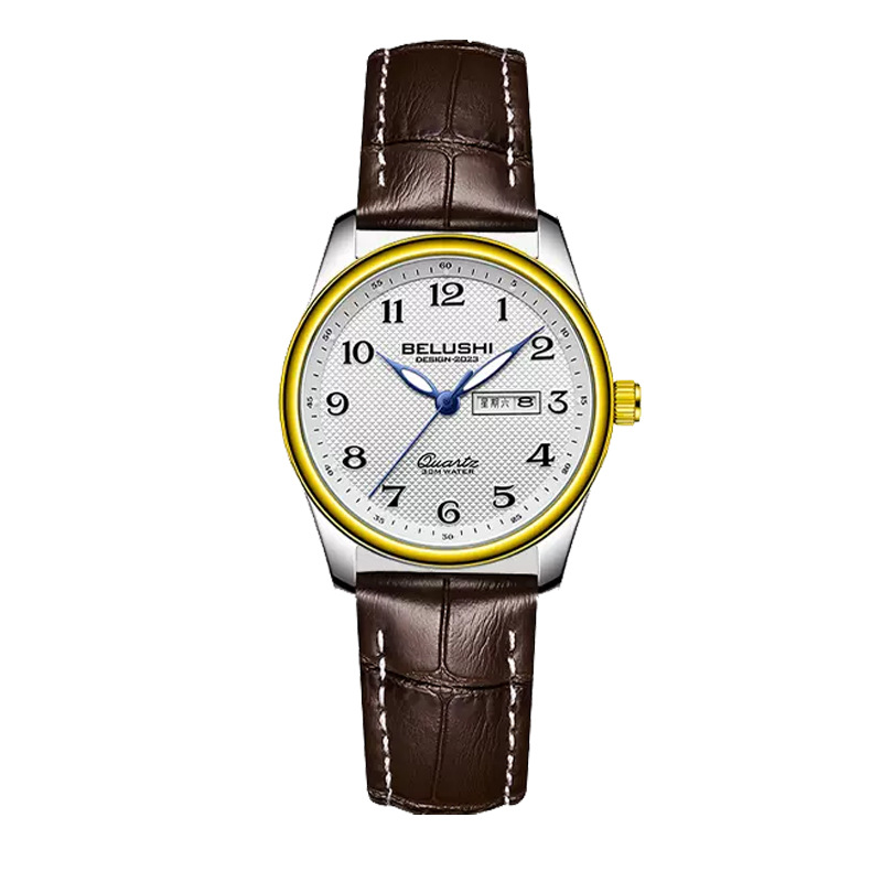 B- 9401 women's gold shell white surface Brown Belt
