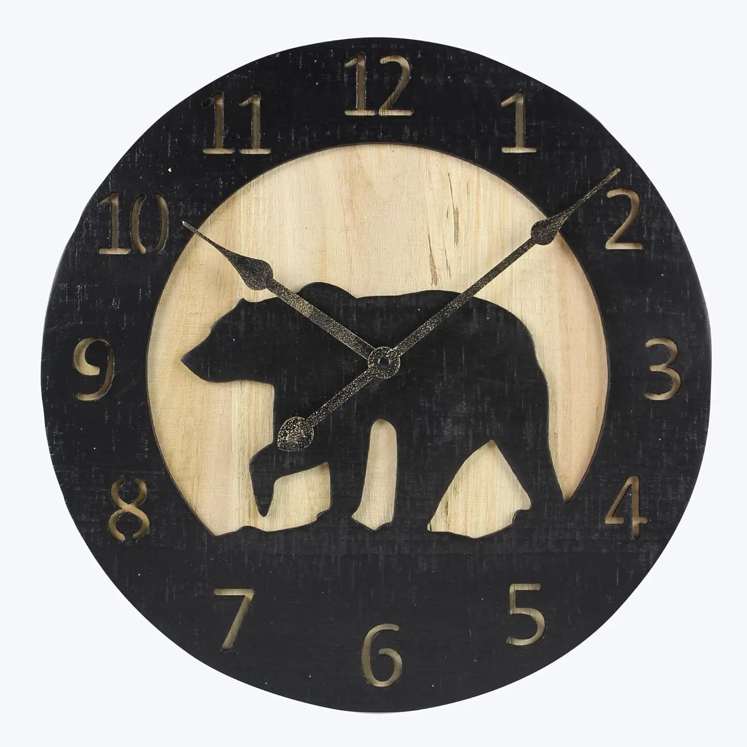 Reloj de pared tallado de oso de madera de 14 "Reloj de pared de madera decorativo de granja