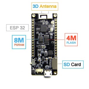 ESP32 T8 V1.7 Wifi BlueTooths Wrover T8 Esp32 Rev1 4MB Flash Psram TF Iot-Modul mit 3D-Antennenentwicklung für Arduino - Product Image 3