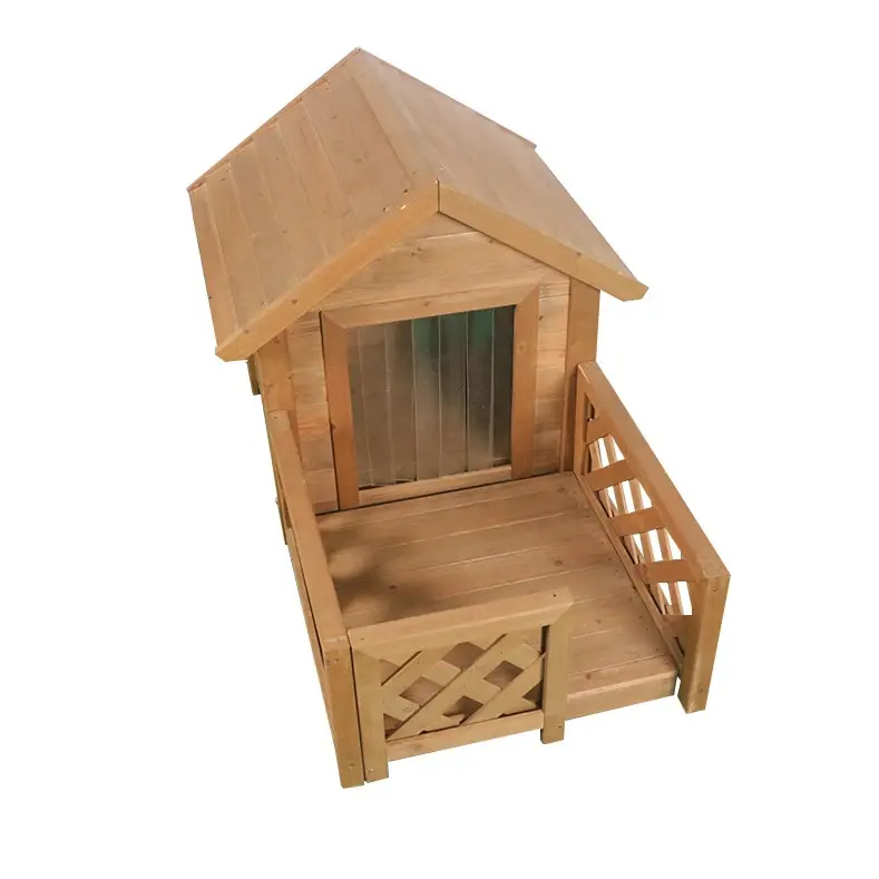 Professional manufacturer dog house outdoor solid wooden dog house with courtyard