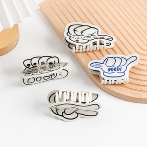 New Creative Funny Cute Lovely Interesting Plastic 8cm Victory Sign Gesture <strong>Thumb</strong> <strong>up</strong> Hand Hair Claw Clip Headwear Accessories