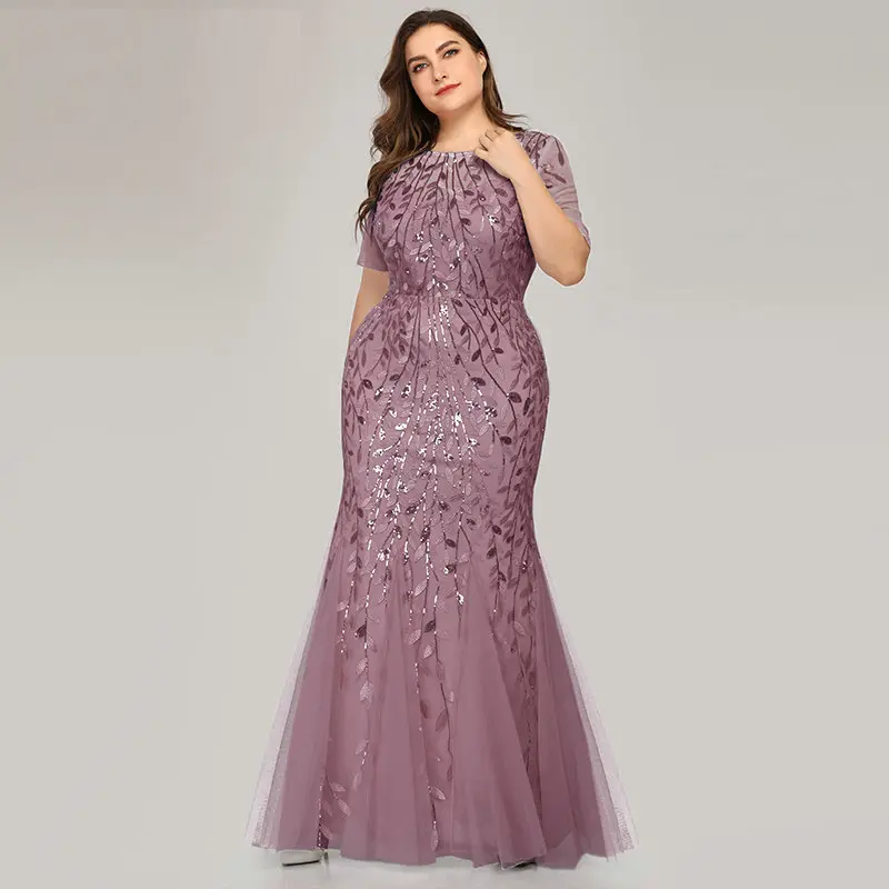 Eleganti abiti da sera con paillettes da donna Plus Size abito da ballo Maxi Party abito da damigella d'onore donna madre della sposa abbigliamento