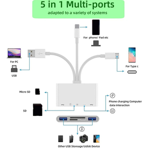 通用串行总线适配器5合1 C型安卓IOS闪存驱动器标清/tf卡读卡器适配器适用于苹果平板电脑笔记本电脑小米三星 - Product Image 3