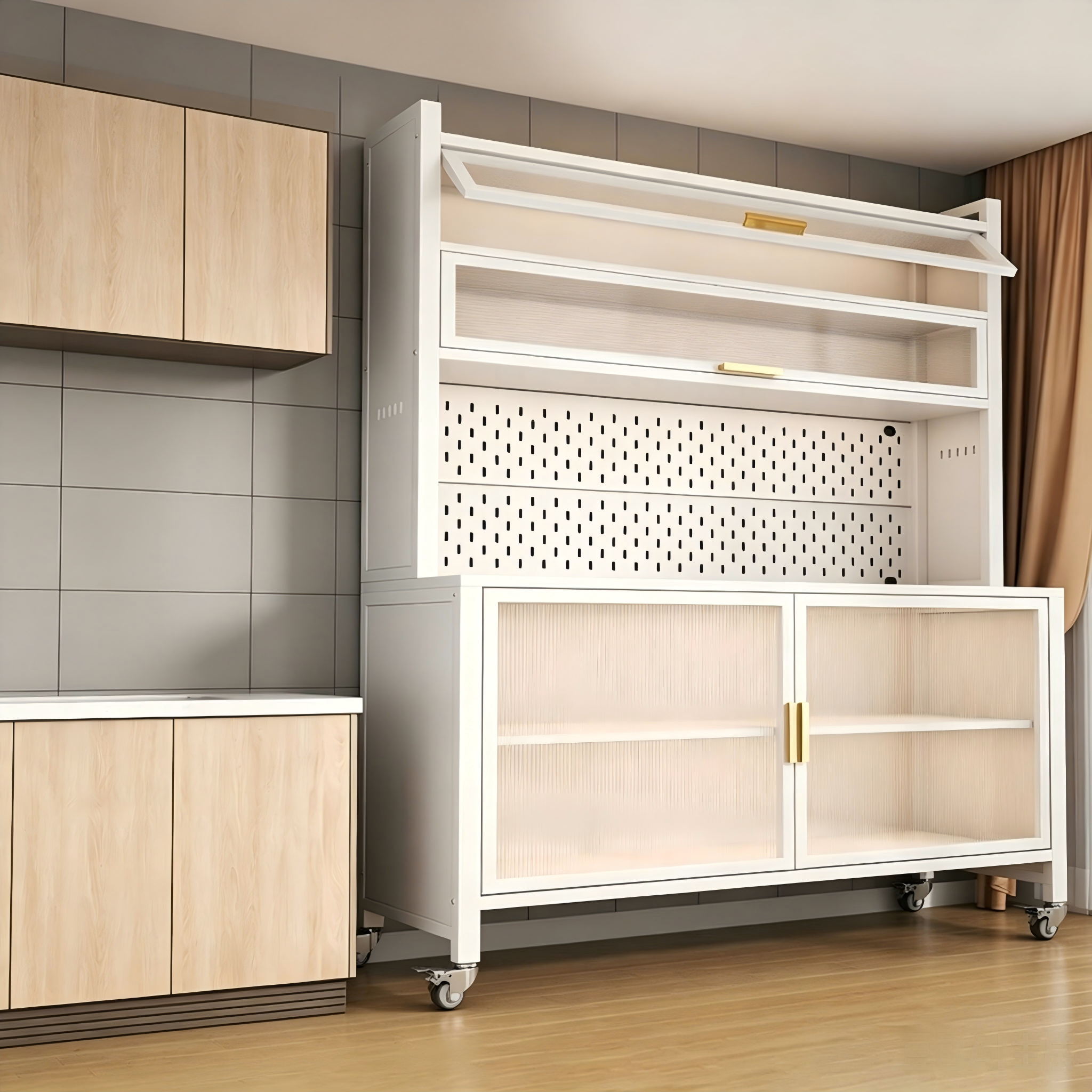 Armoire de rangement blanche à 6 niveaux