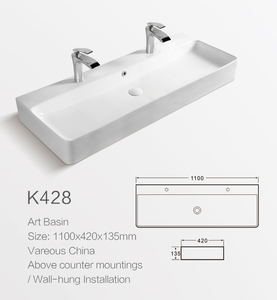 具有竞争力的价格壁挂式陶瓷浴室容器双水槽大矩形双洗手盆 - Product Image 6