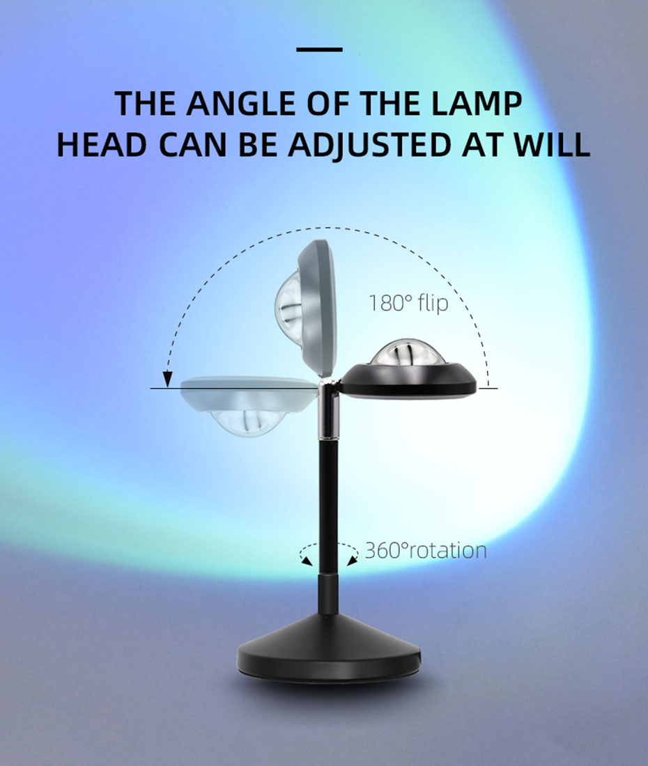 Colorful WiFi Tuya Sunset Lights APP Controlled Full Spectrum RGB Adjustable 360 Rotation with Alexa Google Sunlight Lamp