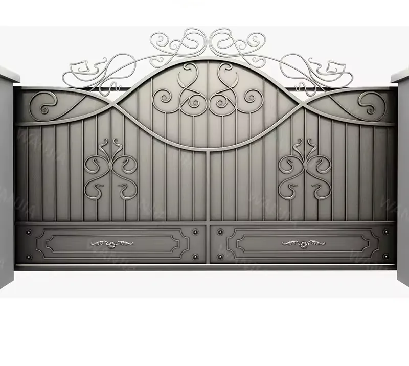 factory custom gate Anti-theft security external driveway wrought iron gate metal iron main gate