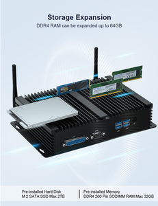 高性能Fanless Mini PC Intel Core I5 6 COMトリプルディスプレイ (HD DP EDP) デュアルDDR4新コンパクト産業用コンピュータ - Product Image 3