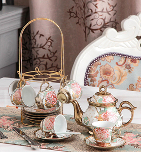 Luxury Arabic Style Porcelain Tea Cup <strong>Set</strong> 90ml Ceramic Espresso Coffee Cup and Saucer <strong>Set</strong> of 6 for Home Parties Mug Gift <strong>Set</strong> - Product Image 6