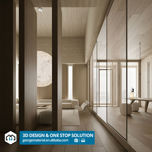 Servicio de Diseño de Interiores Diseño de renderizado 3D Diseño de arquitectura para casa moderna de lujo Sala de estar Cocina