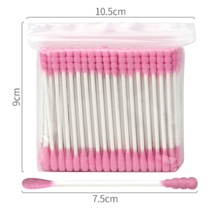 100 adet/paket çok renkli tek kullanımlık çift kafa kirpik uzatma temizleme makyaj temiz araçları için pamuklu çubuk kağıt kolu - Product Image 5