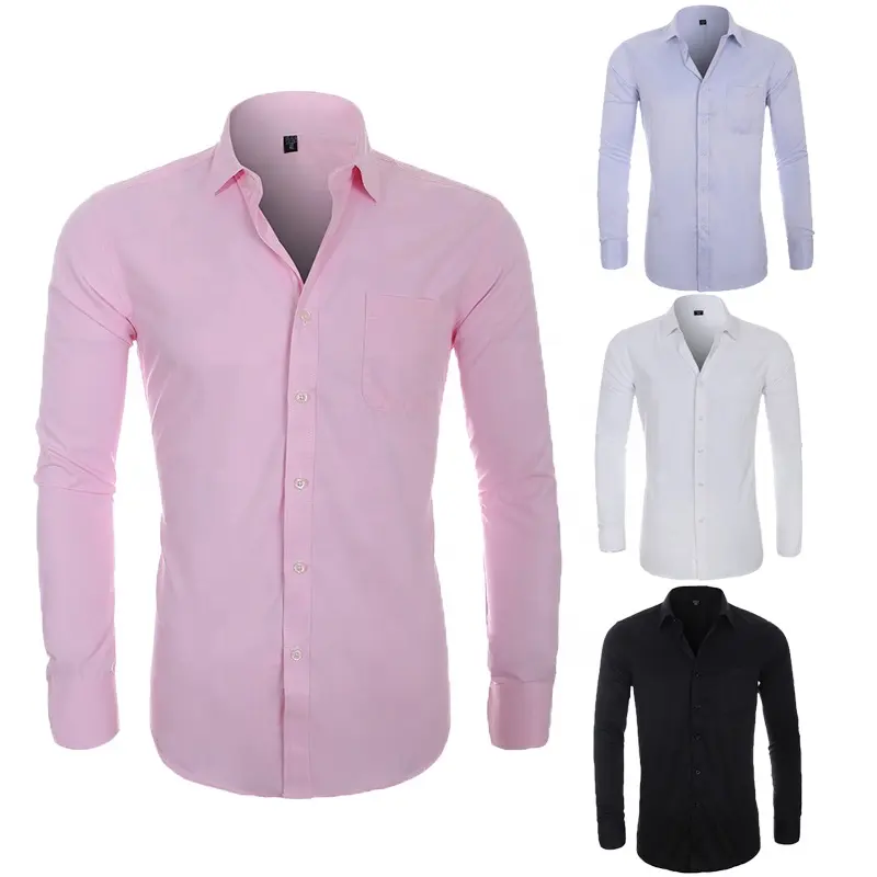 RTS Kaus Lengan Panjang Formal Pria, Kemeja Musim Gugur Ukuran Plus Bahan Putih Kustom untuk Pria