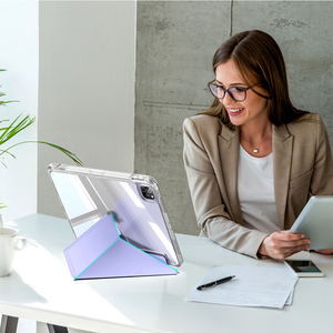 适用于iPad Pro 11兼容平板电脑外壳的透明电脑聚氨酯皮革键盘外壳，带柔软边缘和笔槽，适合睡眠使用 - Product Image 3