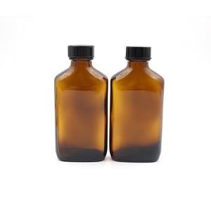 Atacado vazio <span class=keywords><strong>100ml</strong></span> âmbar garrafa de vidro quadrado plana com tampa roscada