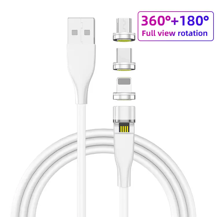 Original 5A 360 Três-Em-Um Usb C Self-Winding Magnet Data Cable 540 Graus 3 Em 1 Self Winding Magnetic Fast Charging Cable