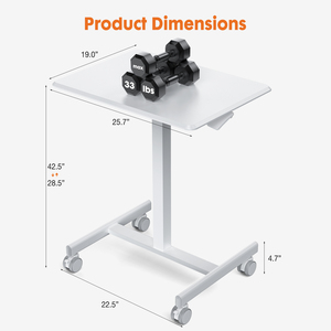 Small Mobile <strong>Rolling</strong> Standing Desk Home Office Adjustable Height Laptop <strong>Computer</strong> <strong>Table</strong> for Classroom - Product Image 2