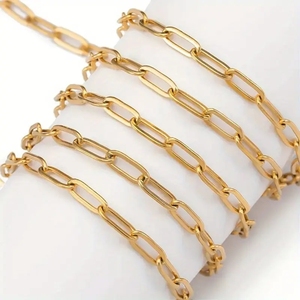 Minimalist 18K altın kaplama paslanmaz çelik Paperclip zincir kolye olmayan solma takı özel zincir toptan MSC-0007 - Product Image 3