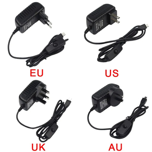 Toptan ahududu Pi güç kaynağı mikro USB güç adaptörü 5V 3A ile ON/OFF anahtarı ahududu Pi için 3B + 3B 2B