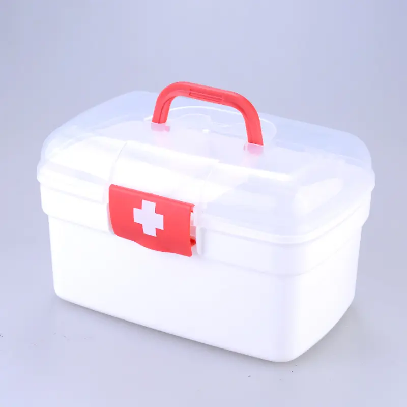 Caja de primeros auxilios impermeable transparente con cerradura, contenedor de medicina para el hogar