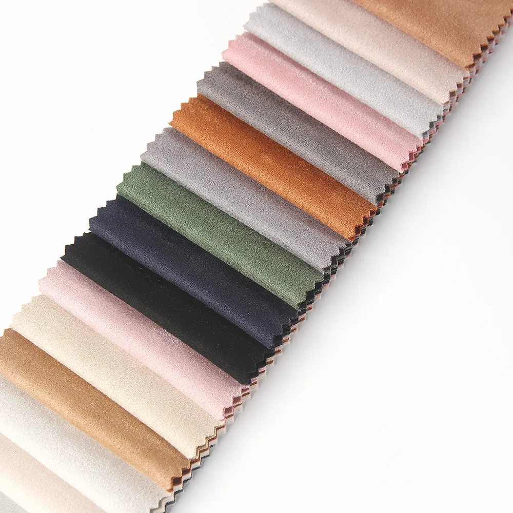 Оптовая цена, матовая, разноцветная замшевая бархатная ткань для домашнего декора, 100% полиэфирная ткань для дивана