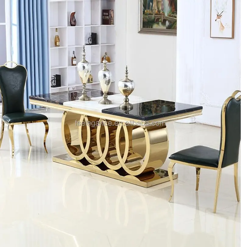 Mesa de comedor moderna de mármol, mesa de té de vidrio de acero inoxidable, diseño de cocina, mármol de lujo, 12 plazas