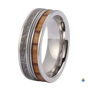 Tizti-cuerdas de guitarra de madera de cebra para hombre, anillos de titanio meteorito, venta al por mayor - Product Image 1