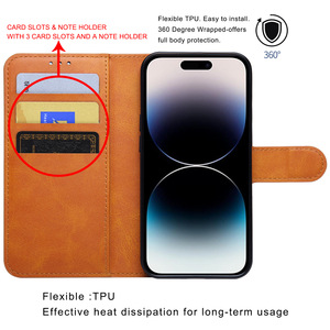 翻盖皮革钱包外壳支架磁性手机外壳适用于iPhone 15 14 Pro 13 Pro Max 12 Pro X XR IP8 + 皮革外壳 - Product Image 3