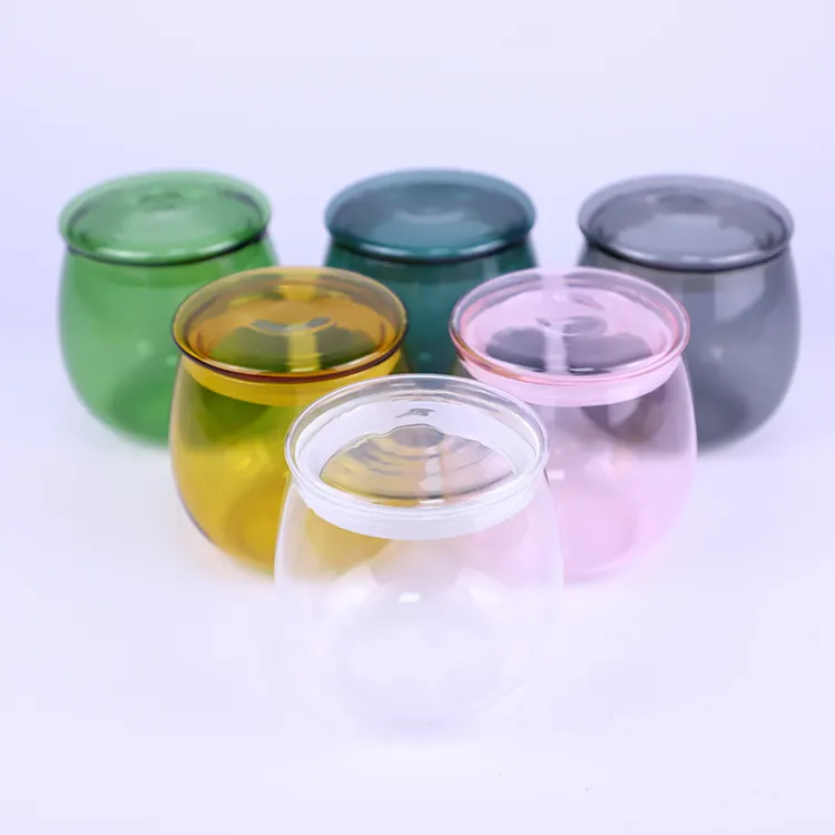 Jarra de vidrio a prueba de olores, contenedores de vidrio de Color personalizados, calcomanía bonita vacía con tapas