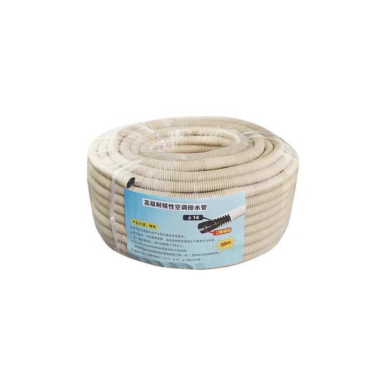 Manguera de drenaje de PVC flexible, doble capa, aire acondicionado, alta calidad, 50M, 14mm