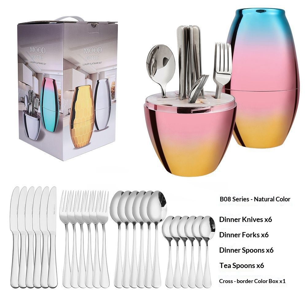 Bouteilles argentées de couleur brillante, 24 pièces