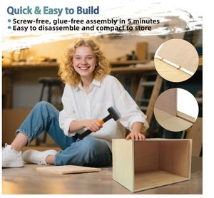 Большой деревянный демонстрационный бокс-диорама для коллекционных предметов, неокрашенный, с прозрачной передней панелью и отсеками для хранения - Product Image 5