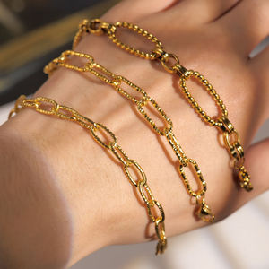 Qiancheng ชุดเครื่องประดับที่ทำจากทอง18 K เครื่องประดับสร้อยคอแบบ Hip Pop Chain Choker ทำจากสแตนเลส - Product Image 5