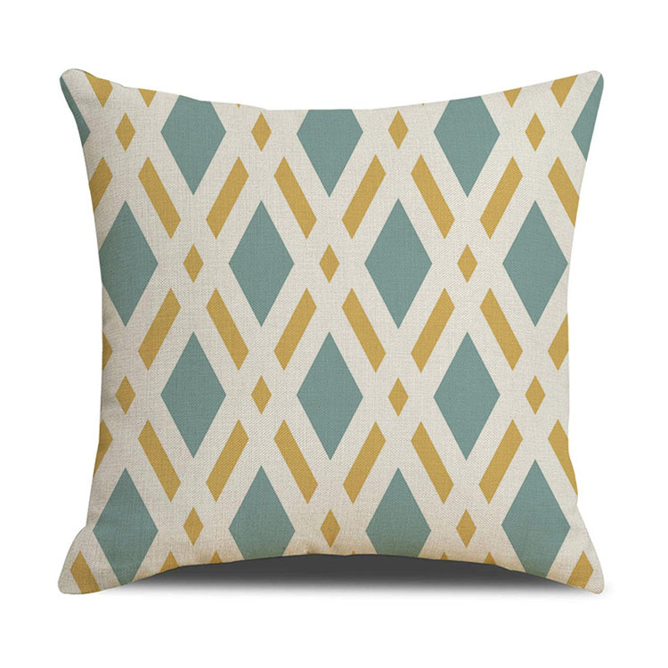 Nordic Geometric Plaid Linen Pillowcase Cushion Cover Printed Car Sofa Bed Pillow Cushion Pillow Cover