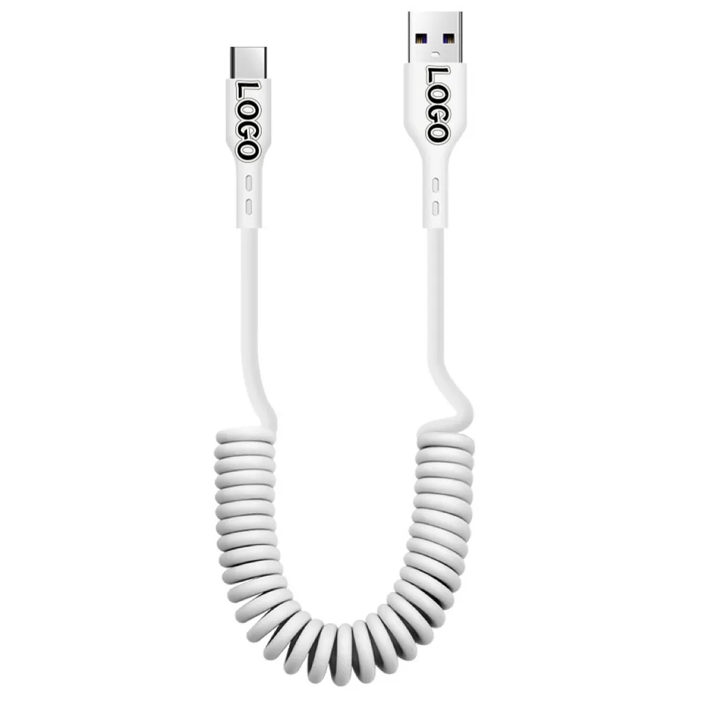 Car spring data cable support 66W super fast charge USB charging cable stretch storage for Xiaomi Quick charge