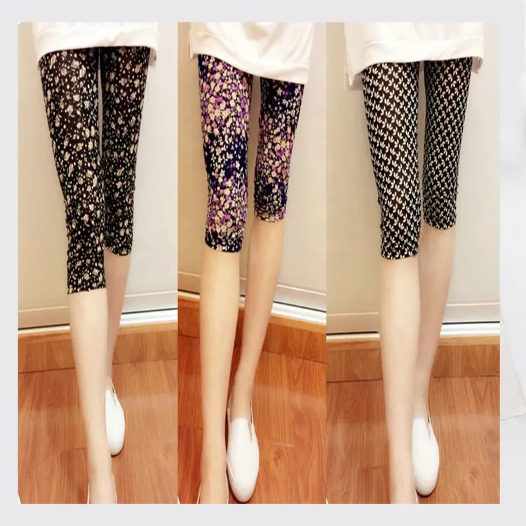 0.72 Dollar Model AL094 Natural Feelings High Waisted Sublimation Women's Leggings With Many Floral Prints