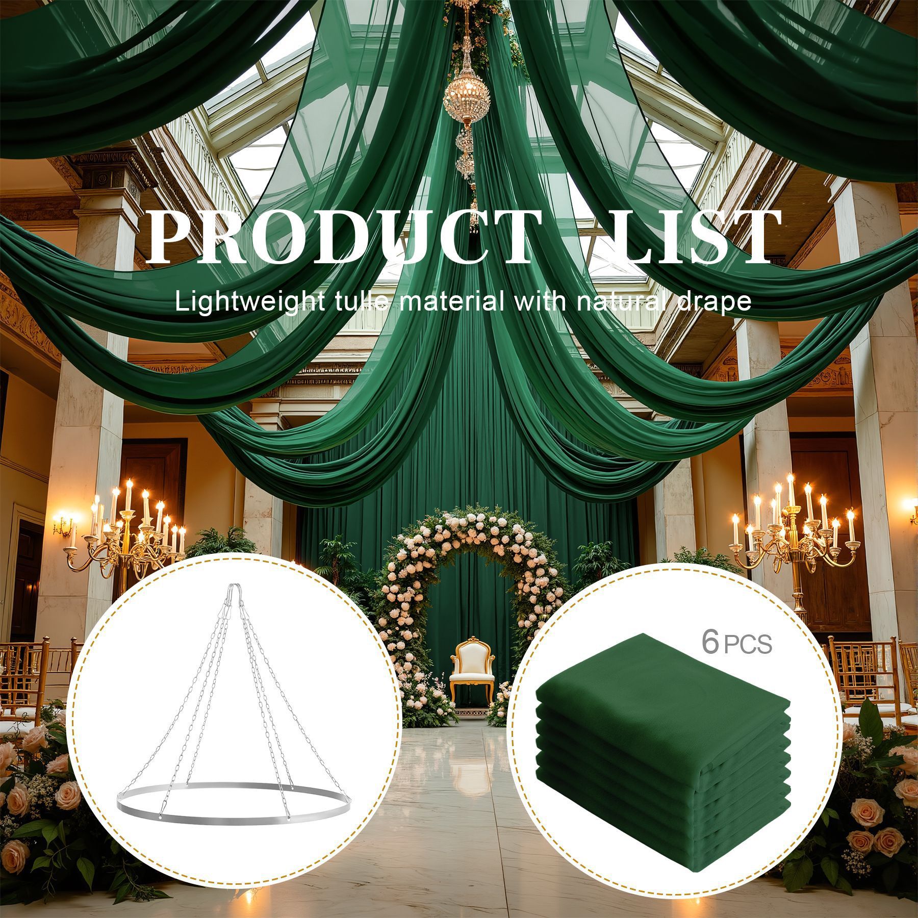 Anneau de levage 6pcs rideau vert foncé