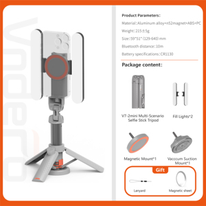 Vndefoo Giá đỡ hút từ tính 0.64m Giá đỡ chân máy ảnh tự sướng kẹp hút cho iPhone để bàn hoặc du lịch - Product Image 3