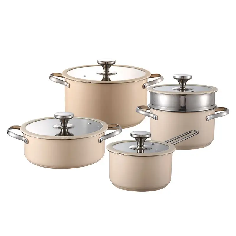 4 pcs Conjunto De Aço Inoxidável Panelas E Panelas Antiaderente Utensílio De Cozinha Antiaderente Cozinhar Ware Pot Conjuntos De Panelas