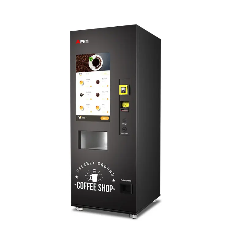 AFEN वाणिज्यिक सिक्का बिल कार्ड संचालित ऑटो कप कॉफी वेंडिंग स्वचालित कॉफी मशीन वेंडिंग