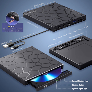 7合1外部蓝光驱动器，USB 3.0 Type-C超薄光学蓝光DVD刻录机，带SD/tf卡读卡器2 USB 3.0集线器兼容 - Product Image 2