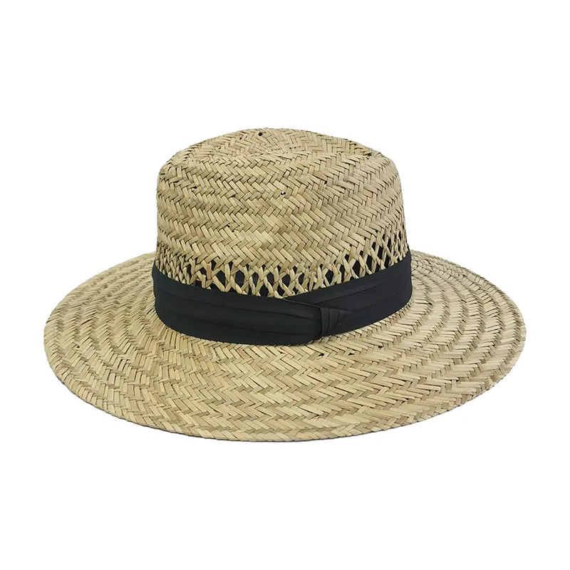Chapeau de Cowboy en paille pour hommes, accessoires d'extérieur, en paille creuse de l'ouest, bon marché, en vrac, pour la plage et le soleil, collection d'été