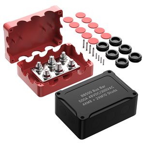 500A 48V Big Current Terminal Block Copper Black/Red Marine <strong>Busbar</strong> 6 Studs Screw Terminal Block Connector With Rubber Gasket - Product Image 1