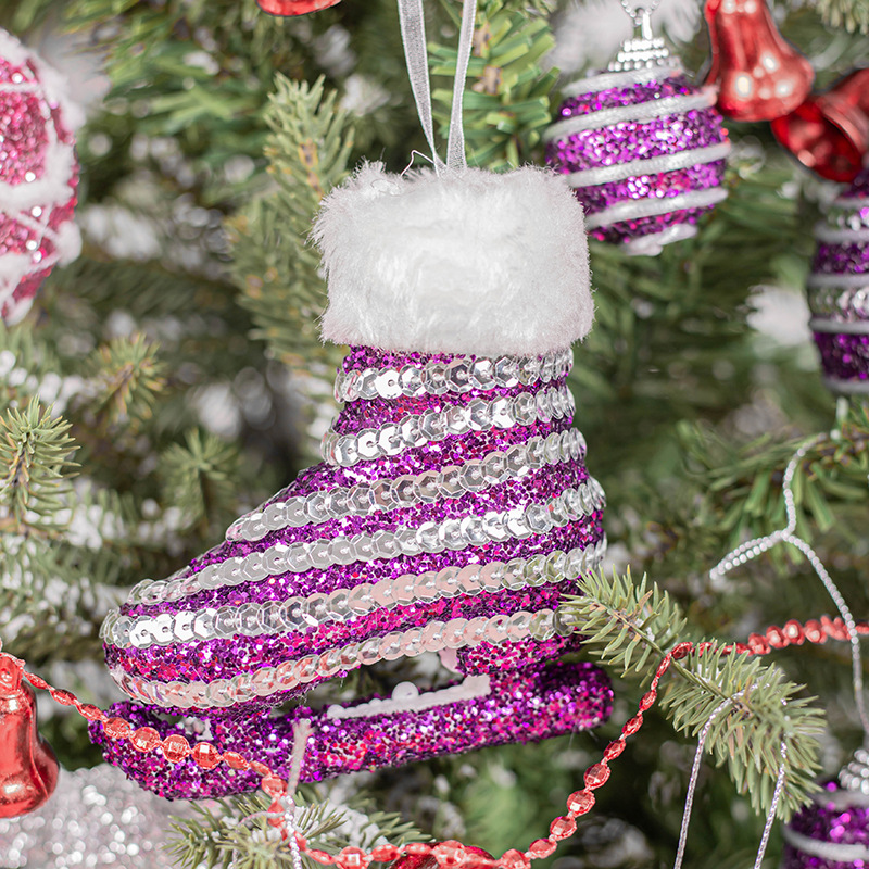 Bottes de Noël en dentelle violette 10,5*10,5 cm - un ensemble