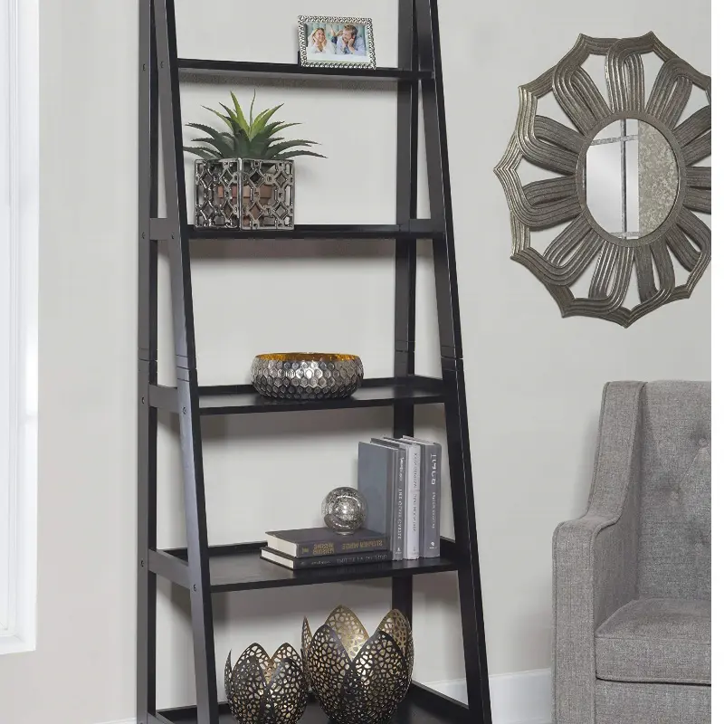 Hot Bán Bằng Gỗ Trắng 5-Tier Thang Kệ Sách Tổ Chức Hiện Đại Tủ Sách Với Khung Rắn